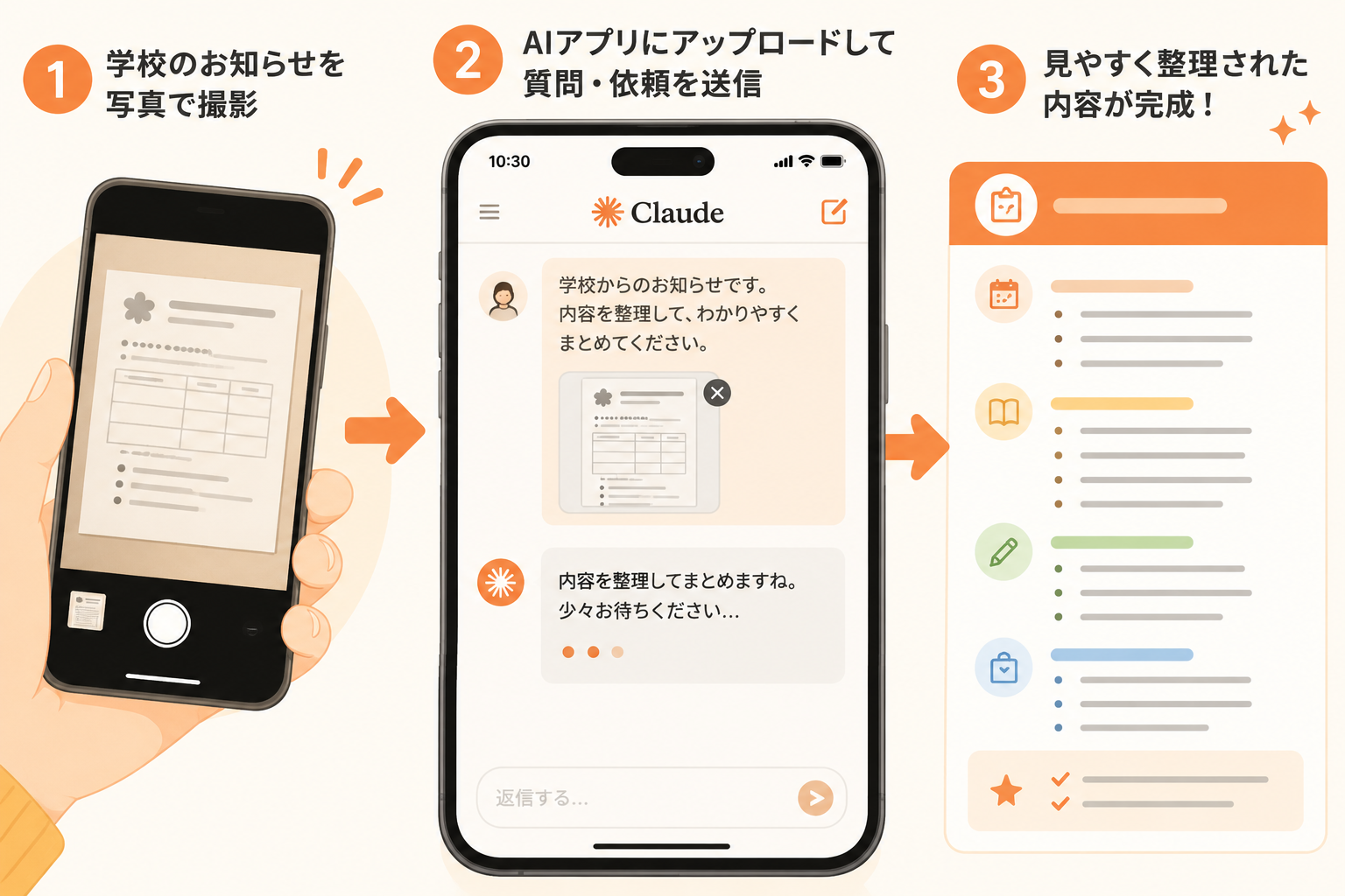 学校のお知らせを撮影してClaudeにアップロードし整理されるまでの3ステップ